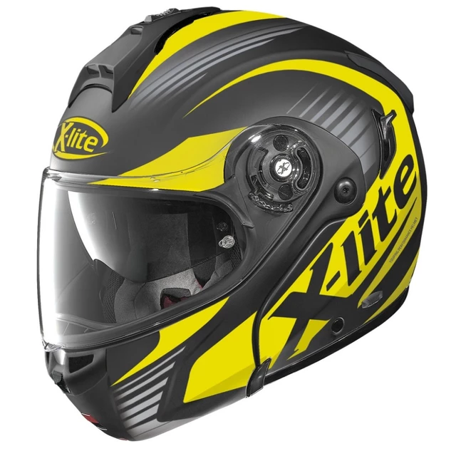 X-Lite X-1004 Nordhelle N-Com Flat Black-Yellow Motorradhelm - schwarz-gelb