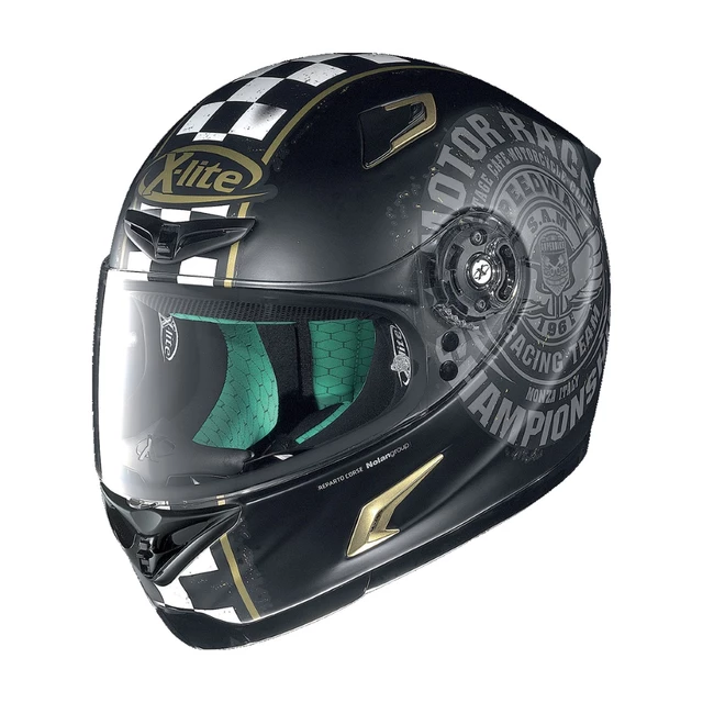 Moto helma X-Lite X-802RR Cafe Club Flat Black - černá s grafikou - černá s grafikou