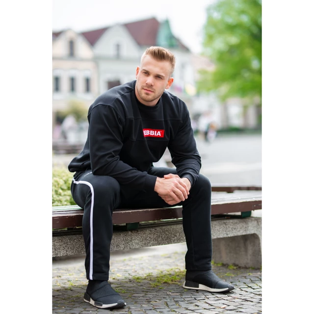 Pánské tepláky Nebbia Side Stripe Retro Joggers 154 - Black, L