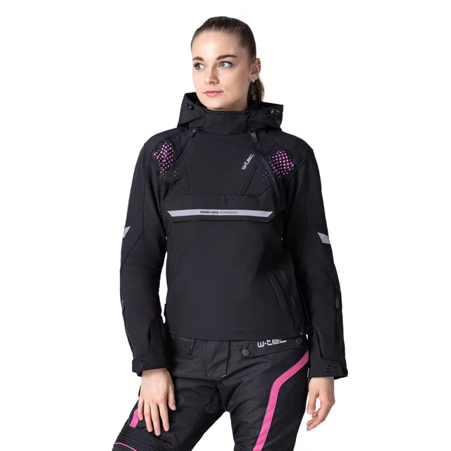 Dámská softshellová moto bunda W-TEC Annorack Lady - černo-písková - černo-růžová