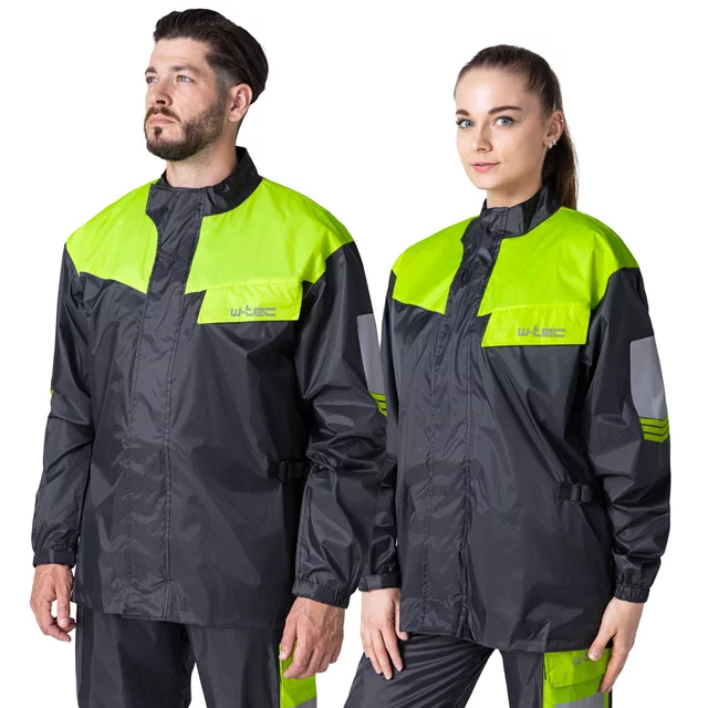 Moto pláštěnka W-TEC Igava - černá-fluo zelená - černá-fluo zelená