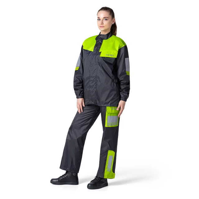 Moto pláštěnka W-TEC Igava - černá-fluo zelená