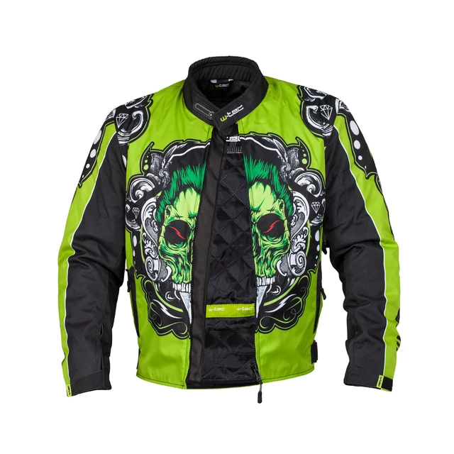 Moto bunda W-TEC Daemon - zelená s potlačou, 4XL