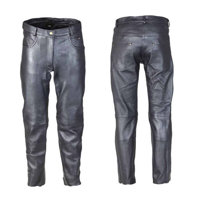Women's Leather Moto Pants W-TEC Annkra - Black - Black