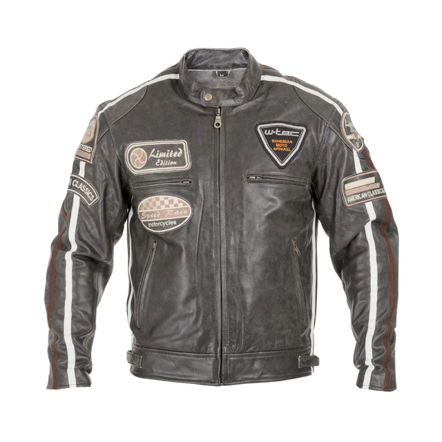 Men's Leather Motorcycle Jacket W-TEC Antique Cracker - 3XL - Brown-Grey