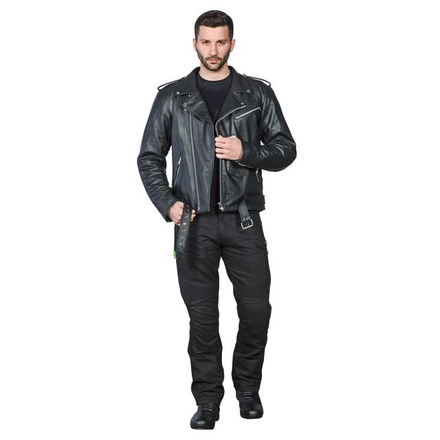 W-TEC NF-1127 Herren Leder-Motorradjacke - schwarz