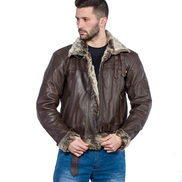 Men’s Leather Moto Jacket W-TEC NF-1125 - Brown