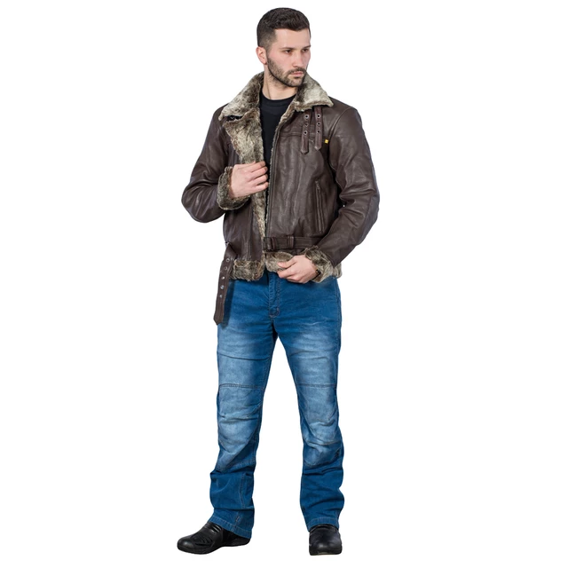 W-TEC NF-1125 Herren Leder-Motorradjacke - braun