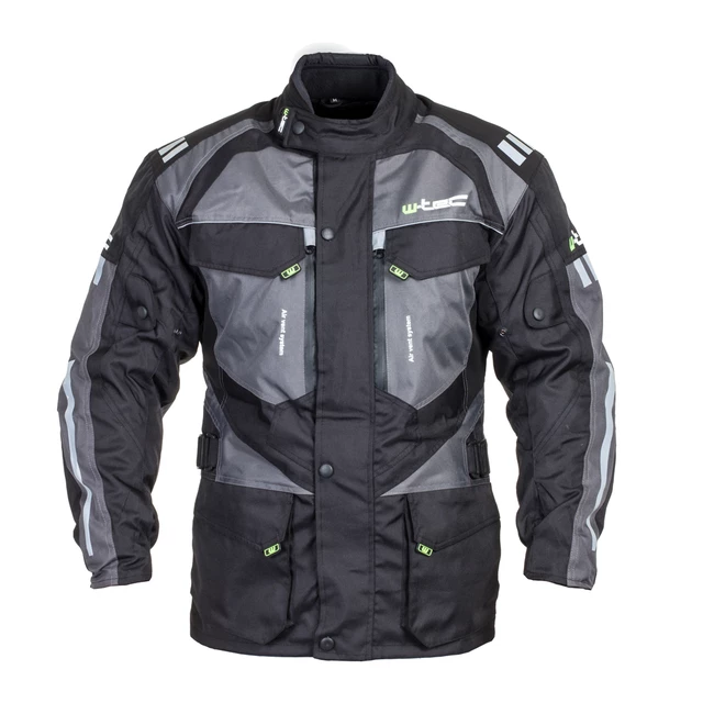 Men’s Moto Jacket W-TEC Burdys GS-1613 - Black-Grey-Green - Black-Grey
