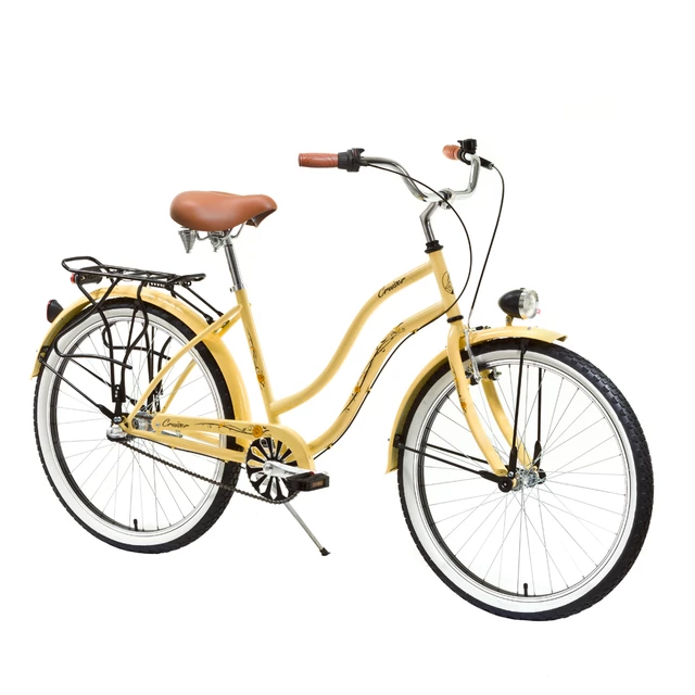 Dámsky mestský bicykel DHS Cruiser 2602 - model 2014 - krémovo žltá