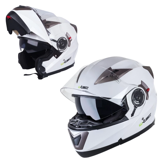 Kask motocyklowy szczękowy z blendą W-TEC YM-925 - White-Bronze