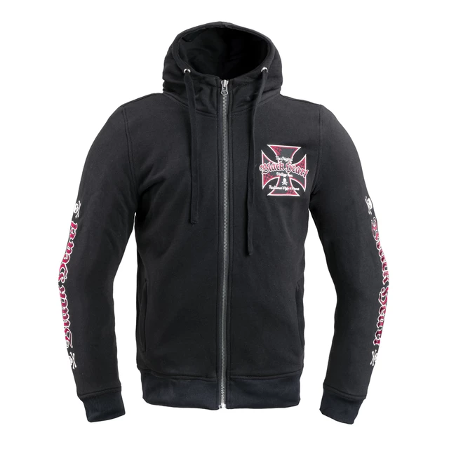 Bluza motocyklowa męska z kapturem W-TEC Black Heart Vintage Iron Hoodie - Czarny - Czarny