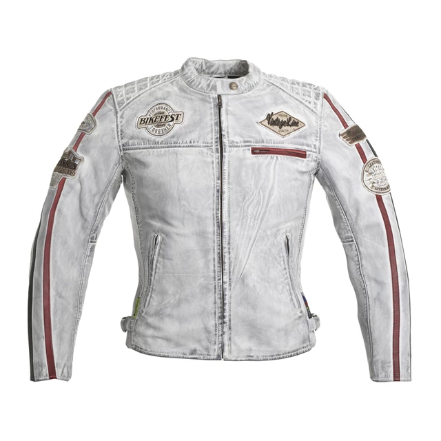 Women’s Leather Motorcycle Jacket W-TEC Sheawen Lady White - L - White