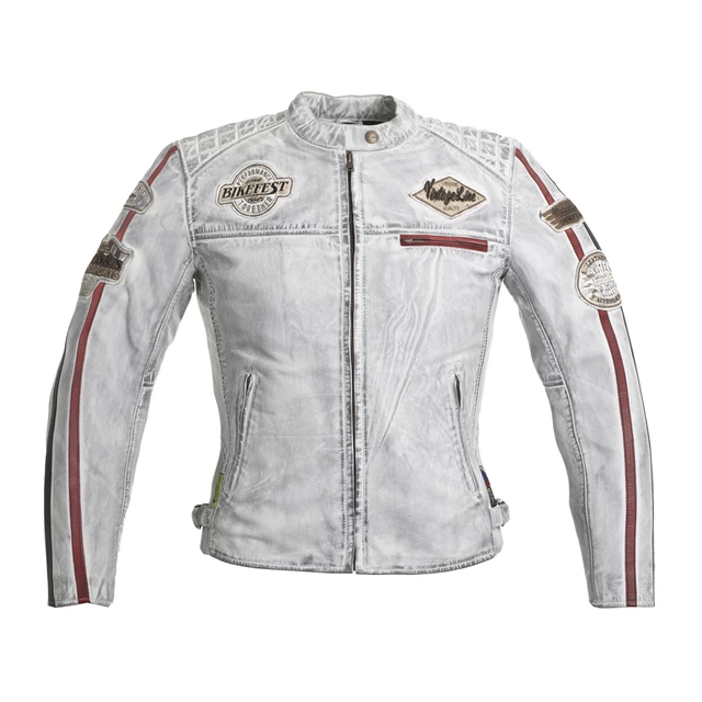 Women’s Leather Motorcycle Jacket W-TEC Sheawen Lady White - White