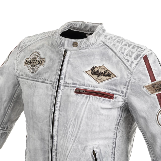 Women’s Leather Motorcycle Jacket W-TEC Sheawen Lady White - XS