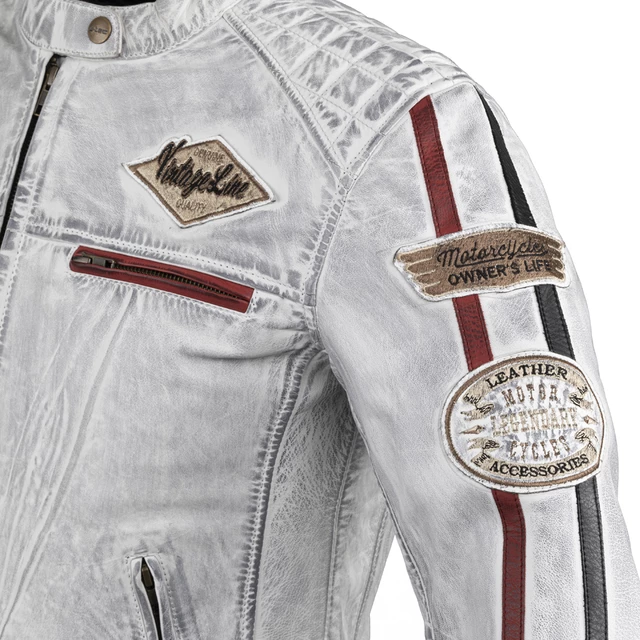 Women’s Leather Motorcycle Jacket W-TEC Sheawen Lady White - XS