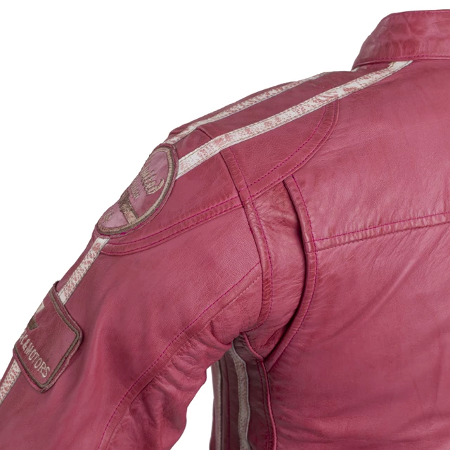 Women’s Leather Motorcycle Jacket W-TEC Sheawen Lady Pink - M