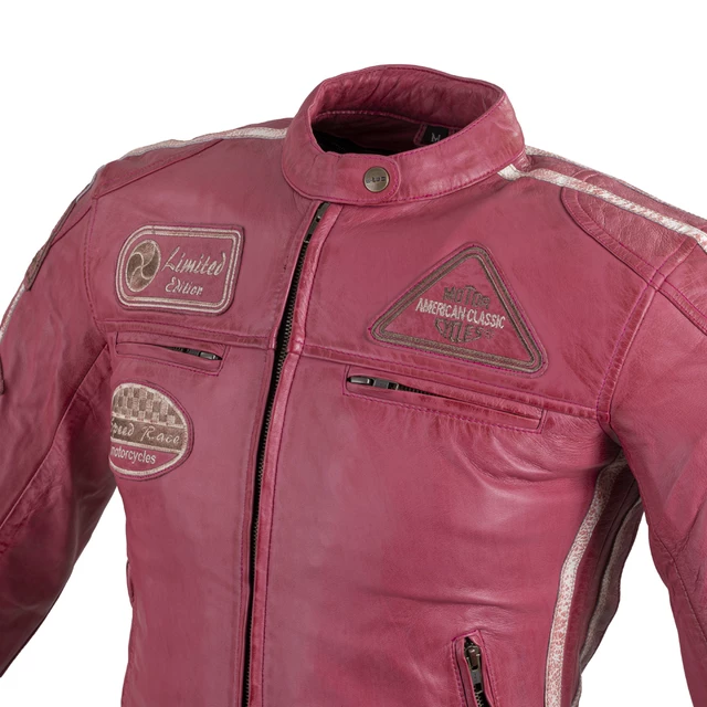 Women’s Leather Motorcycle Jacket W-TEC Sheawen Lady Pink - S