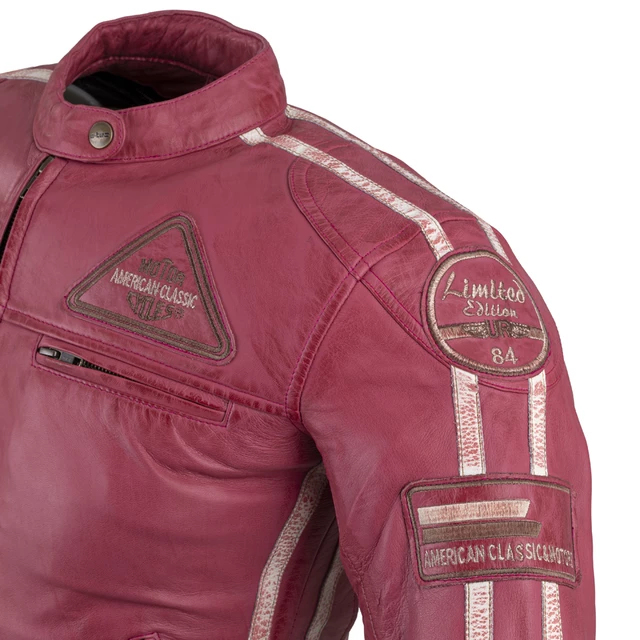 Women’s Leather Motorcycle Jacket W-TEC Sheawen Lady Pink - M