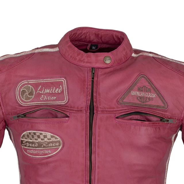 Women’s Leather Motorcycle Jacket W-TEC Sheawen Lady Pink - Pink