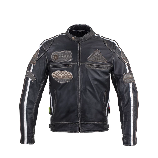 W-TEC Sheawen Vintage Herren Leder Motorradjacke - 5XL - schwarz
