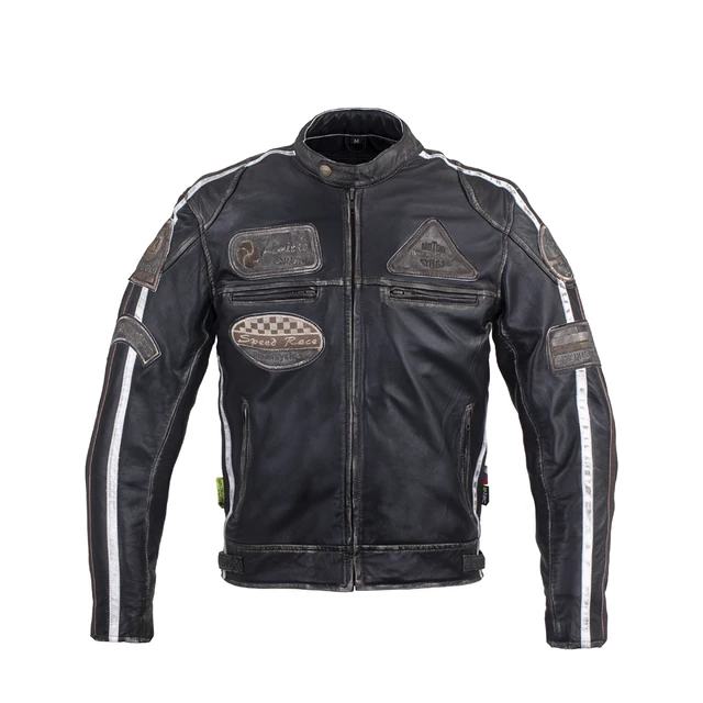 Men’s Leather Motorcycle Jacket W-TEC Sheawen Vintage - Black