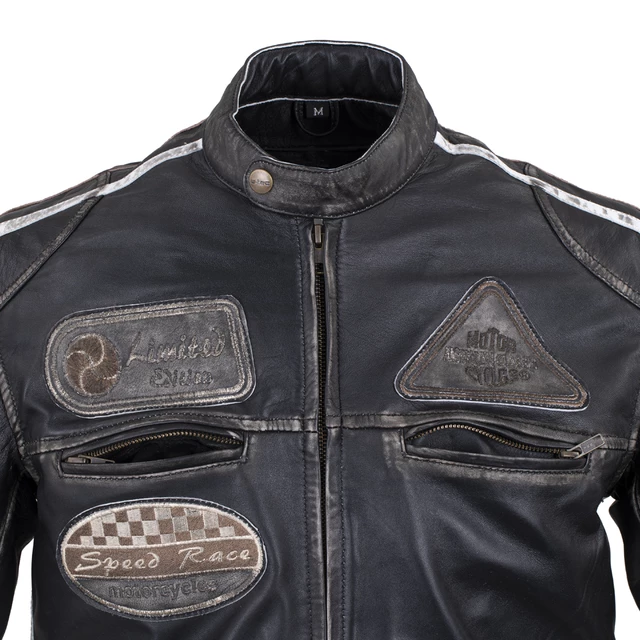 Men’s Leather Motorcycle Jacket W-TEC Sheawen Vintage - Black