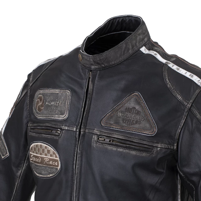 W-TEC Sheawen Vintage Herren Leder Motorradjacke - schwarz