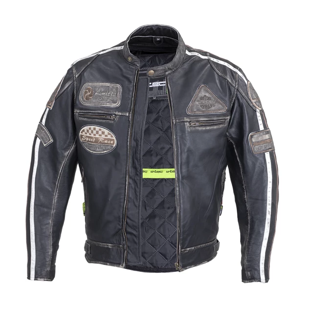 Men’s Leather Motorcycle Jacket W-TEC Sheawen Vintage - Black