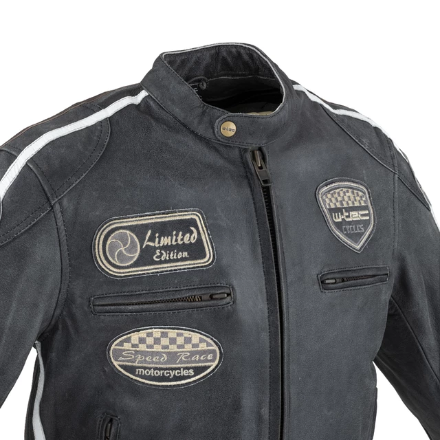 Pánska kožená moto bunda W-TEC Dark Vintage