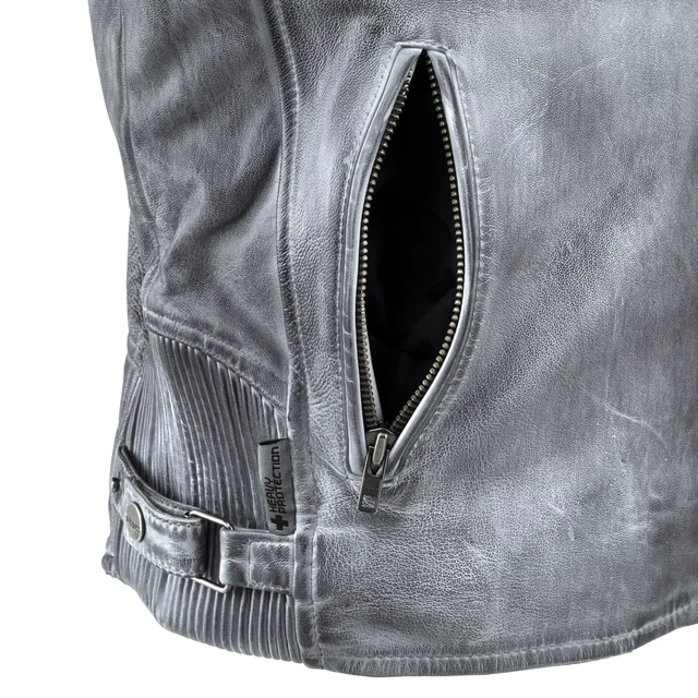 Pánská kožená moto bunda W-TEC Sheawen Waxed Grey - šedá