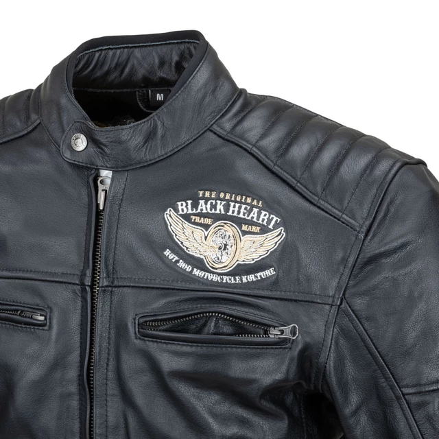 Мъжко кожено мото яке W-TEC Black Heart Wings Leather Jacket - черен