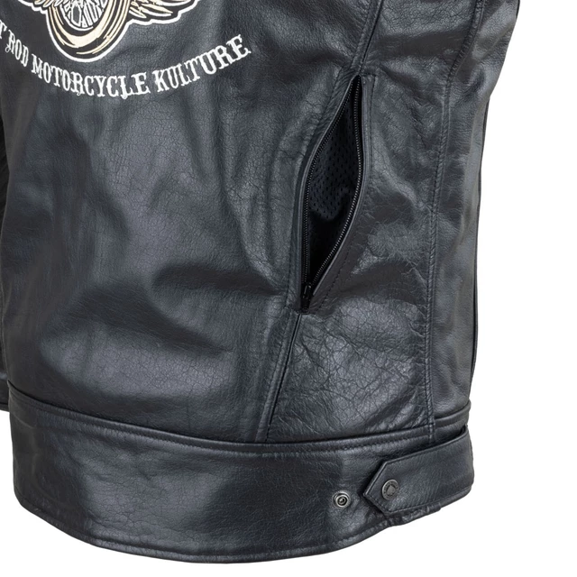 Pánská kožená bunda W-TEC Black Heart Wings Leather Jacket - černá