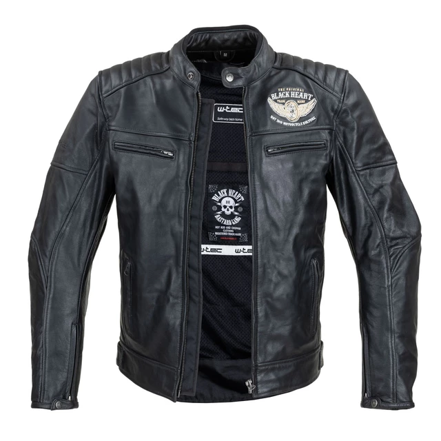 Pánská kožená bunda W-TEC Black Heart Wings Leather Jacket