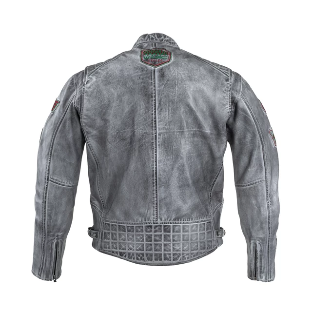 Pánská kožená moto bunda W-TEC Sheawen Waxed Grey - šedá