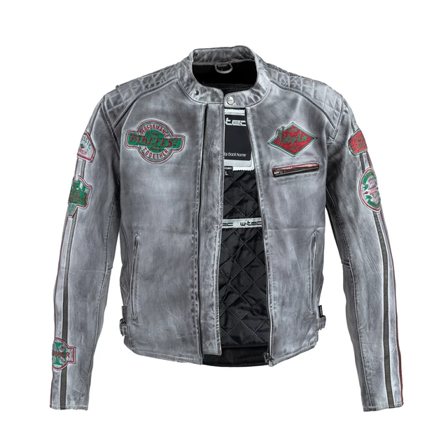 W-TEC Sheawen Worn Grey Herren Leder Motorradjacke