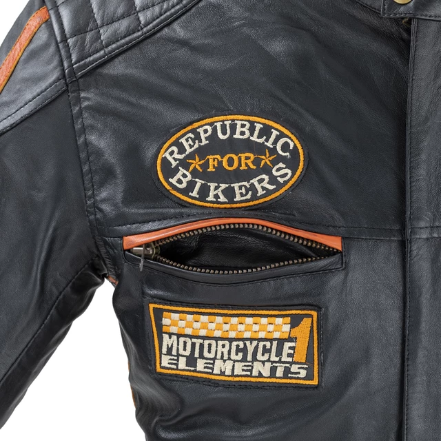 Pánská kožená moto bunda W-TEC Sheawen Classic - černá, 4XL