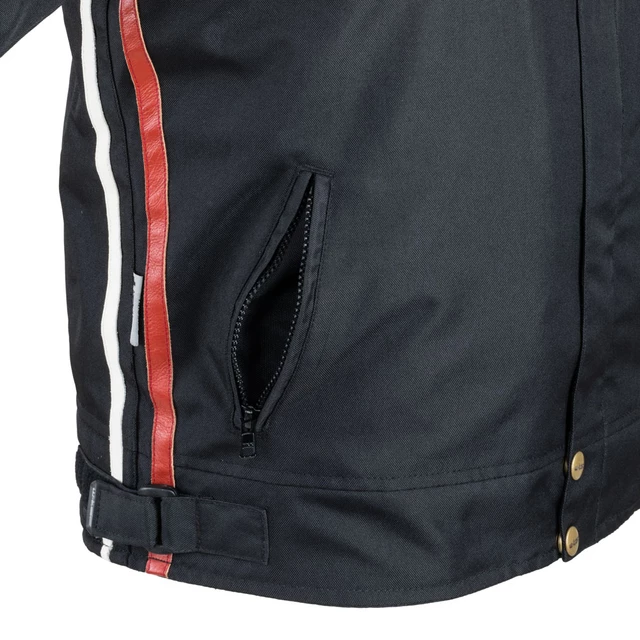 Мъжко текстилно мото яке W-TEC Jawo - черен с червена и бяла ивица, 6XL