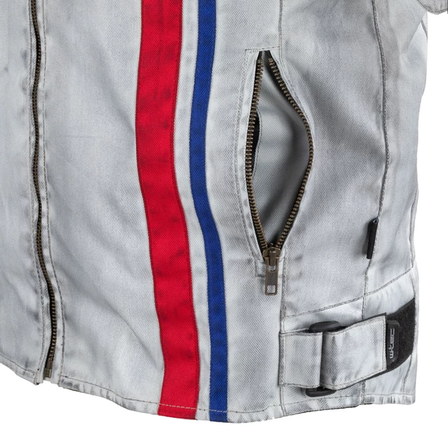 Men’s Textile Jacket W-TEC 91 Cordura - White with Red and Blue Stripe