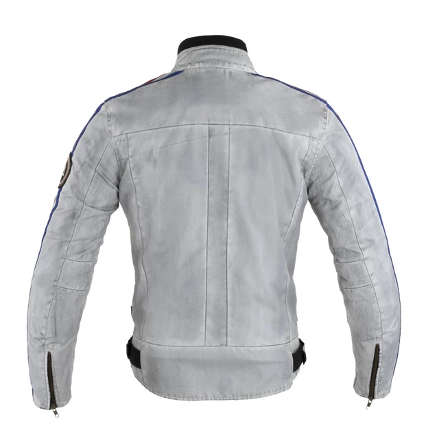 Men’s Textile Jacket W-TEC 91 Cordura - White with Red and Blue Stripe
