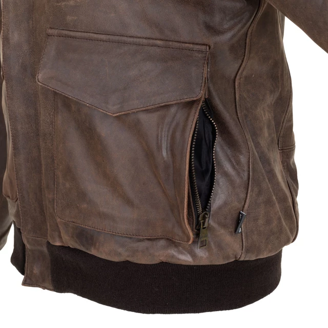 Pánská kožená bunda W-TEC Black Heart Bomber - vintage hnědá, L
