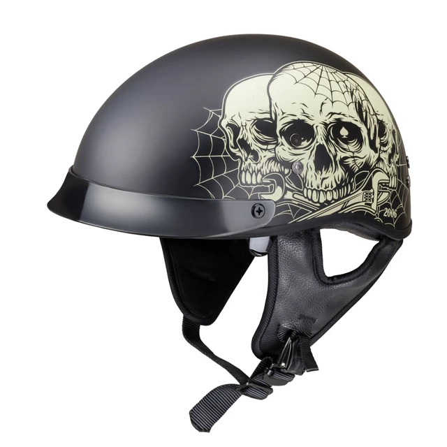 Moto přilba W-TEC Black Heart Rednut - Skulls/Matt Black