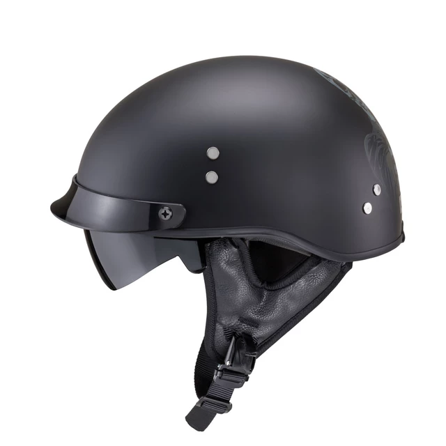 Motorcycle Helmet W-TEC Black Heart Rednut - Skulls/Matt Black