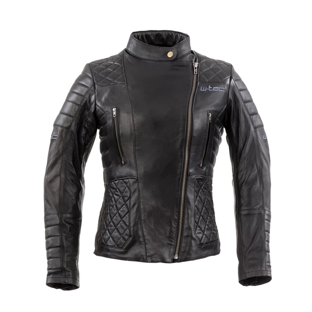 Women’s Leather Motorcycle Jacket W-TEC Corallia - Black - Black