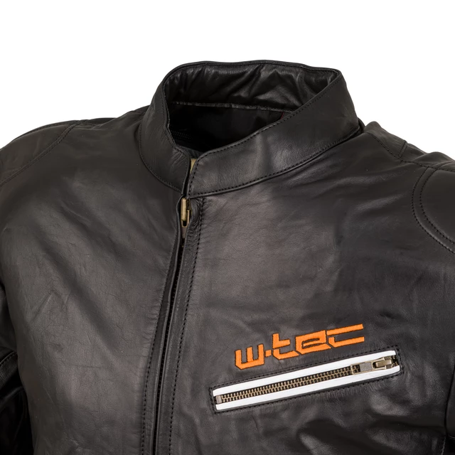 Leather Motorcycle Jacket W-TEC Brenerro - Black-Orange-White