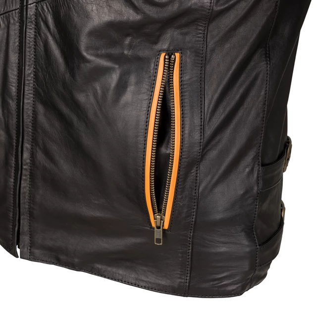 Leather Motorcycle Jacket W-TEC Brenerro - Black-Orange-White, L