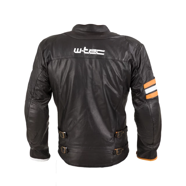 Leather Motorcycle Jacket W-TEC Brenerro - Black-Orange-White