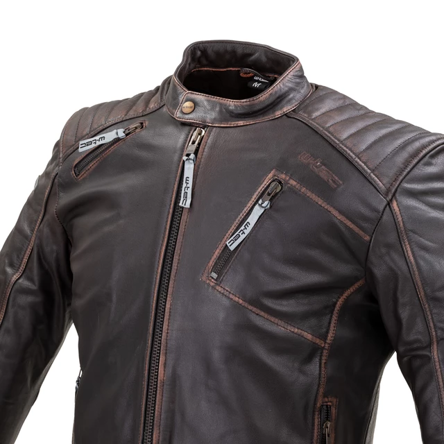 Leather Motorcycle Jacket W-TEC Embracer - Vintage Dark Brown, L