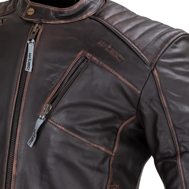 Leather Motorcycle Jacket W-TEC Embracer - Vintage Dark Brown, 5XL