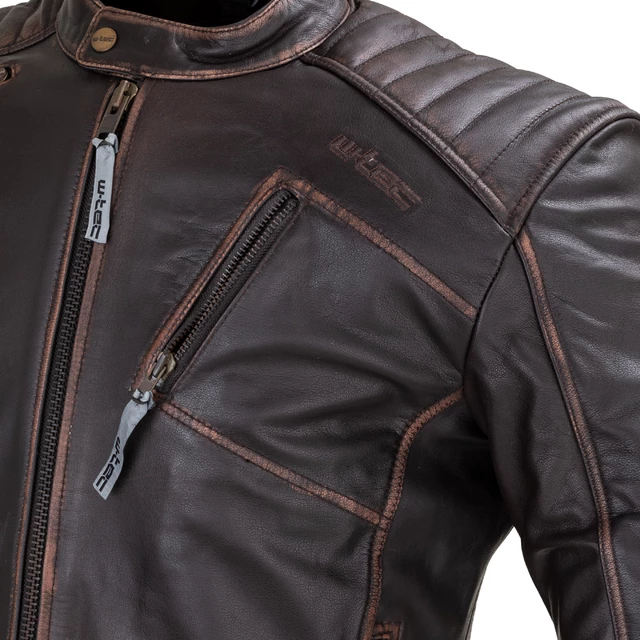 Leather Motorcycle Jacket W-TEC Embracer - Vintage Dark Brown